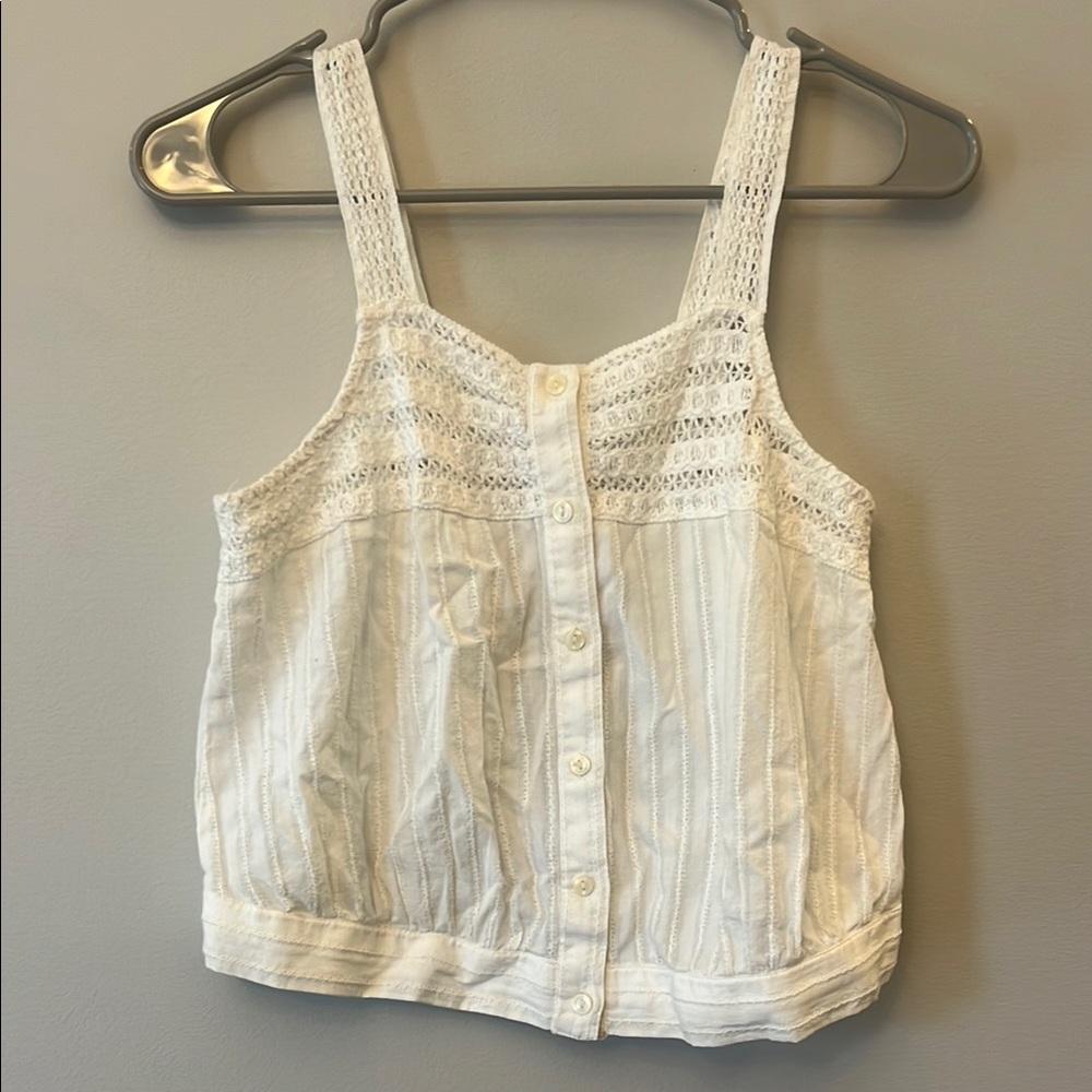 White Lace Trimmed Women's Top